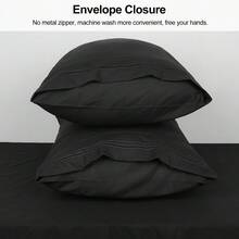 2-Pack Fundas de Almohada 1800 Hilos, Fundas de Almohada de Microfibra Suave Cepillada, Transpirables sin Arrugas y Lavables a Máquina - negro - Ver 11