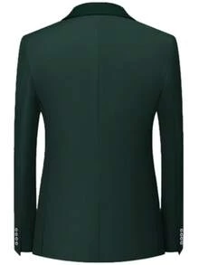 Caelus Men Slim Business Casual Suits Dress Three-Piece Set Jacket Pants Vest Male Wedding Groom Wedding Blazer Coat Trousers Waistcoat - Army Green - View 4