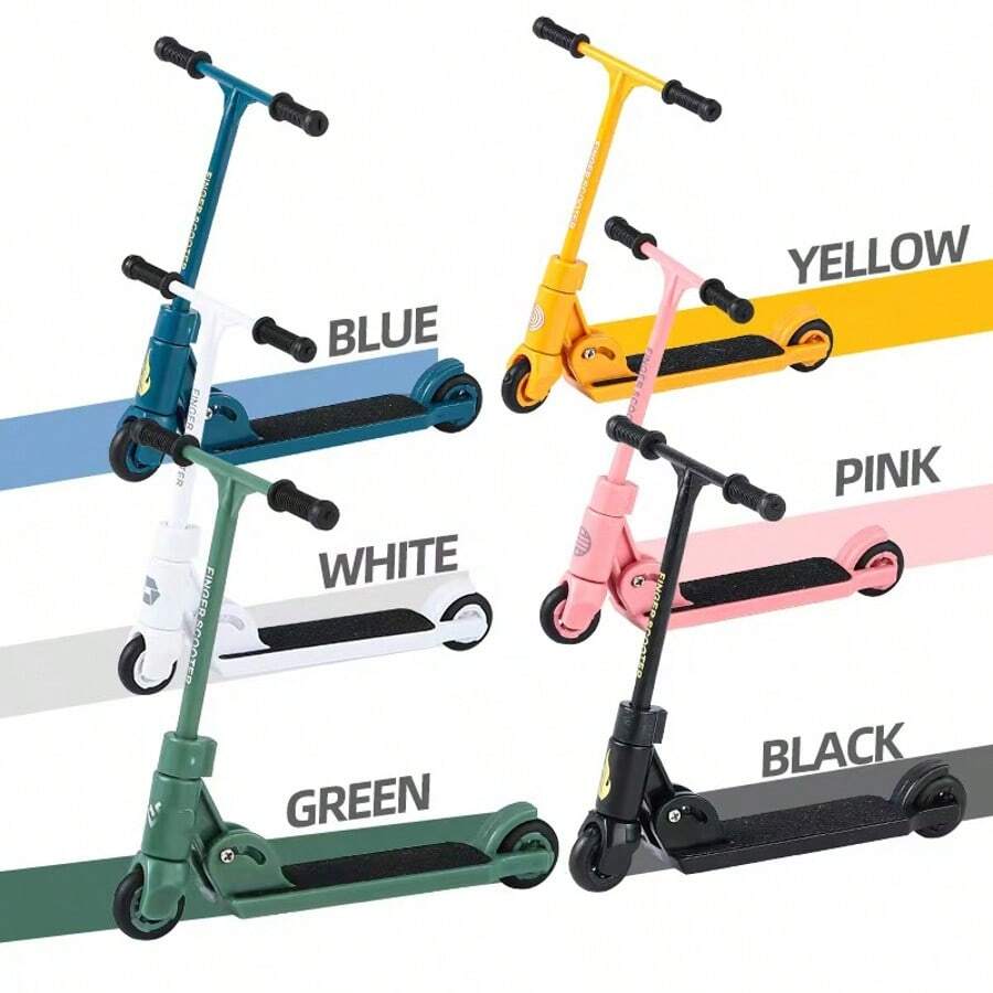 3 piezas Mini Monopatines de Dedo - Cubierta de Aleación y Plástico, Monopatines Mini Duraderos de Plástico, Adecuados para Decoración del Hogar, Exhibición en Escritorio de Oficina, Pequeños Regalos Decorativos para Niños, Coleccionables y Decoraciones de Escritorio - Multicolor - Ver 1