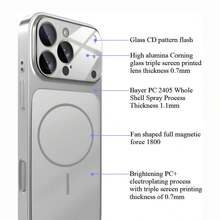 Hadaasi 1 件装银色磁吸式 17 款升级保护壳：原装大窗口磁吸保护壳，兼容 17/16/15/14/13 Air/17 Pro Max – 支持无线充电，磨砂质感 - 銀色 - 查看 3