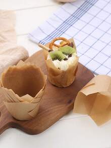 50/100pcs Tulip Baking Cups - Oil Proof, Fryer Paper, Cup Shaped Cake Mold, Unified Baking Standard Size, Non Stick Baking Mold, Suitable For Weddings, Birthday Parties, Valentine's Day, Retro Countryside Decoration, Durable Party Supplies, Birthday Cake Containers, Home Baking Materials, Oil Proof Paper, Dessert Display, Pancake Baking, Cake Mat, Women's Gifts, Home Gifts - Khaki - View 7