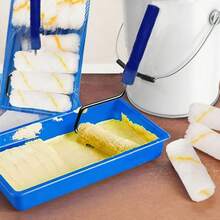 10pcs Paint Roller Set - Mini Plastic Paint Tray Set, Mini Roller Frame, Ultra Fine Fiber Roller Cover