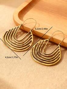 1 Pair Exaggerated Retro Geometric U-Shaped Earrings, Unique Personalized Ear Accessories - Ancient Bronze - View 10