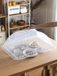 1pc Foldable White Anti-Insect/Mosquito Food Cover - Removable & Washable Mesh Vegetable Dining Tent, Suitable For Camping/Restaurant - Multicolor - View 3