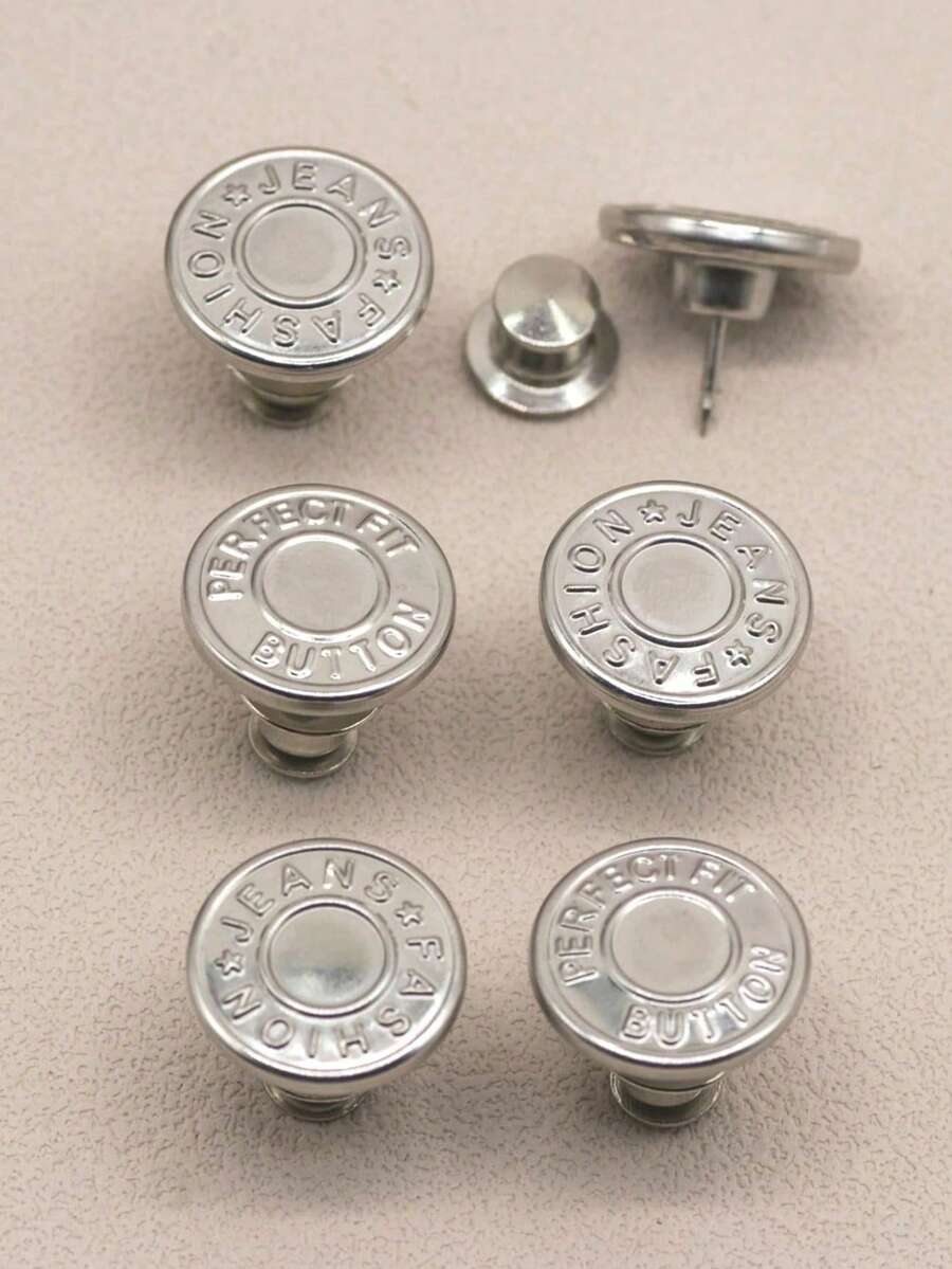 6 Pcs Jeans Buttons Replacement 17mm No Sewing Metal Button Repair Kit Nailless Removable Jean Buttons Replacement Combo Valentines Wedding, Birthday, Buttons, Sewing, Sewing Supplies, Sewing Accessories, Craft Supplies, DIY, Crafts For Adults - 銀色 - 查看 1