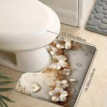 1pc/3pcs Luxury Elegant Platinum Flower & Butterfly Print Thick Bath Mat Set, Absorbent Non-Slip Doormat, Machine Washable, For Entrance, Kitchen, Living Room, Laundry Room, Bathroom, Room Decor - Multicolor - View 9