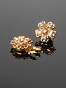 2 piezas Conjunto de botones con flor de cristal en forma de corazón, accesorios decorativos para puños de camisa, broches de solapa florales elegantes y lujosos, broches de botón sin costura, accesorios de moda para ropa, adecuados para bodas, fiestas, negocios, regalos de cumpleaños, regalos navideños DIY - A - Ver 6