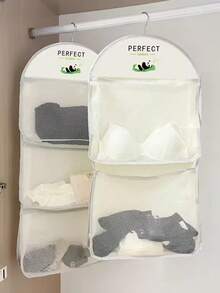 1 pieza Organizador de armario colgante de múltiples capas, estantería de almacenamiento colgante multifuncional diseñada para calcetines y ropa interior - Viene con bolsillos de malla de almacenamiento separados, estantería de armario montada en la pared, adecuada para el dormitorio - Multicolor - Ver 2