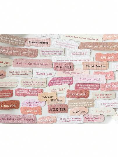 50 Adet/Paket Doğal Dokulu İngilizce Cümle Dekoratif Çıkartmalar, Kendin Yap Kolaj Malzemeleri