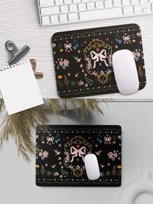 复古甜美黑色鼠标垫，可爱桌垫 XXL 大号扇形游戏鼠标垫，防滑橡胶底座键盘垫防水少女桌面垫，适用于笔记本电脑游戏、家庭办公，花朵蝴蝶结 - 彩色 - 查看 6