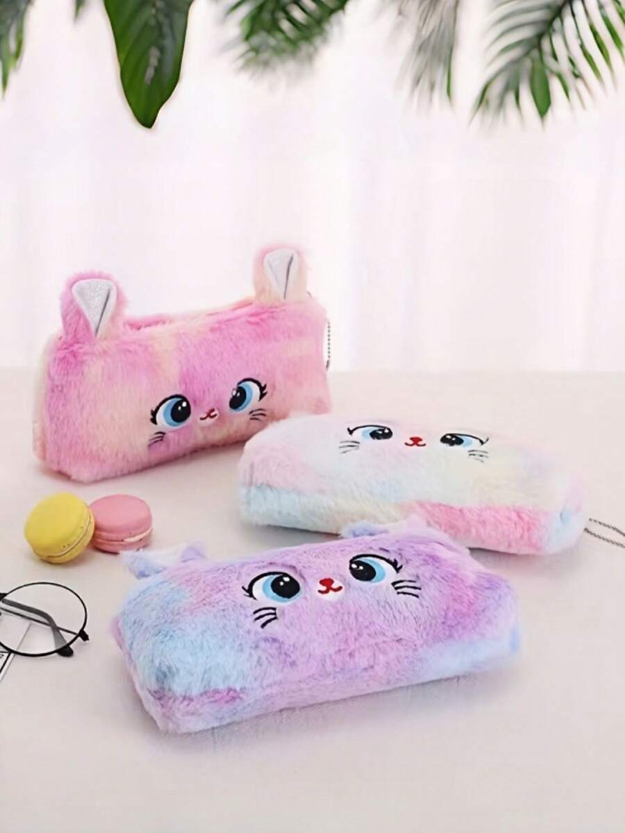 1pc Fashionable Cat Themed Pencil Case - Lightweight Zipper Stationery Organizer Pouch With Coin Purse, Suitable For Girls