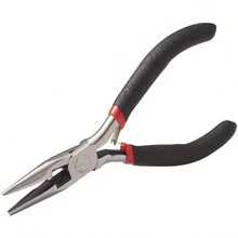 1把4.5英寸优质碳钢链尖钳，适用于珠宝制作——剪线、抛光和成型——黑青铜色，长度120毫米，符合人体工程学设计，握感舒适。 - 黑色 - 查看 1