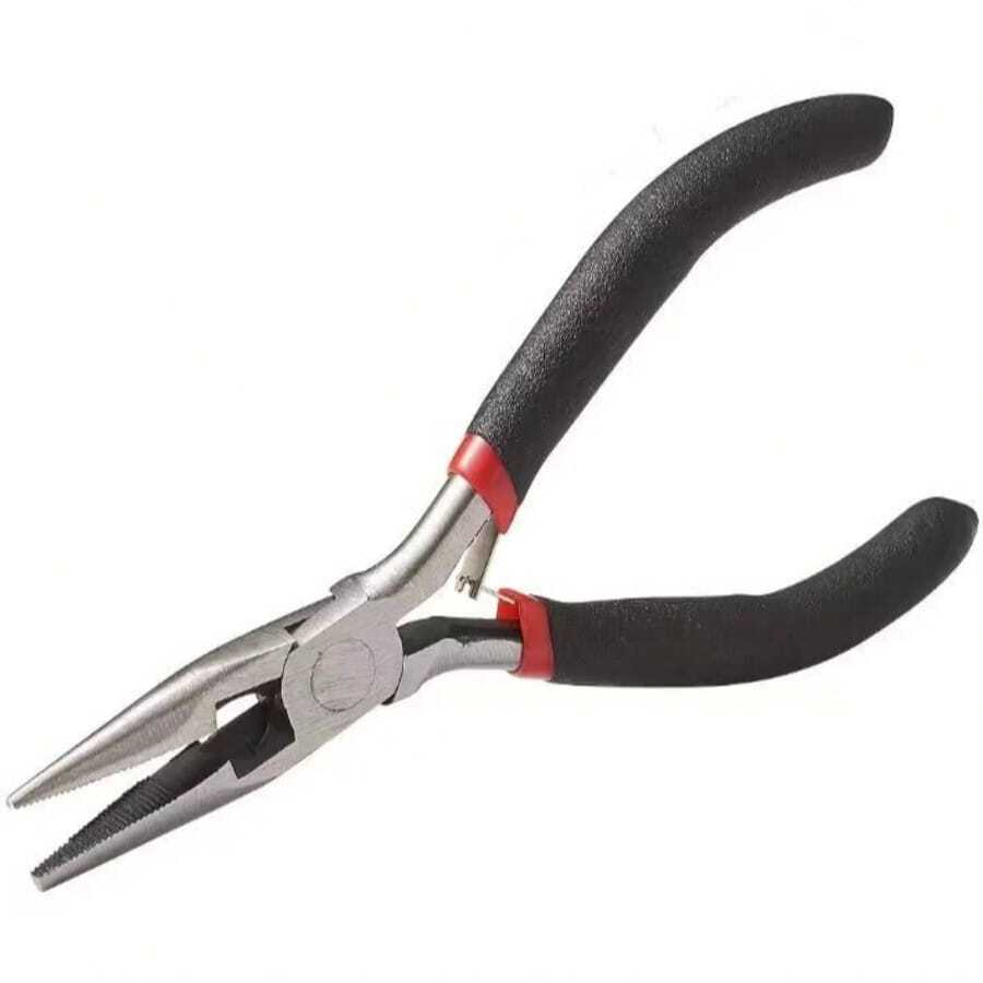 1把4.5英寸优质碳钢链尖钳，适用于珠宝制作——剪线、抛光和成型——黑青铜色，长度120毫米，符合人体工程学设计，握感舒适。 - 黑色 - 查看 1