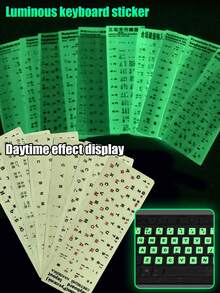 Leuchtaufkleber Nachtlicht Tastatur Aufkleber für Laptop, Desktop-Computer, Tastaturmembran, mehrsprachig, staubdicht, Tastaturschutzfolie - Universelle Version - Übersicht 1