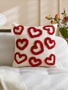 1 Stück Valentinstag Rot Herz Kissenbezüge 18x18 Inch Herzen Stickerei dekorative Zierkissen Landhausstil Valentinstag Outdoor Kissenbezüge für Sofa Couch Zuhause Valentinstag Geschenke (OHNE FÜLLUNG) - Rot - Übersicht 9