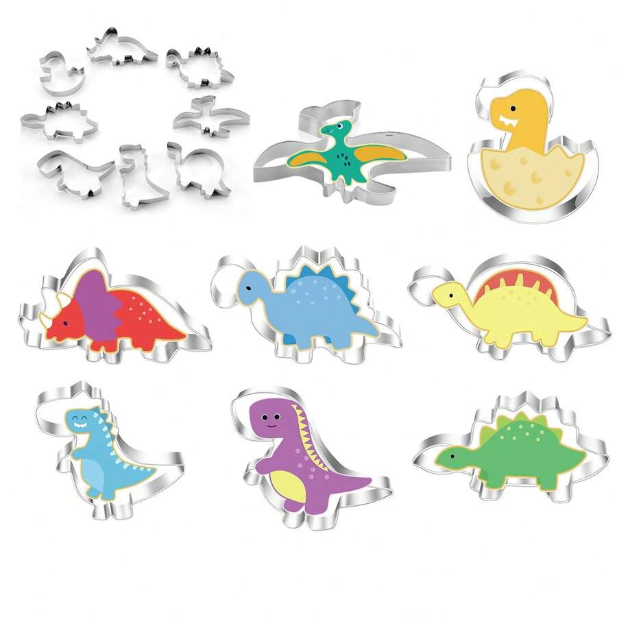 Dinosaur Cookie Cutter, Stainless Steel Metal Funny Dinosaur Cookie Cutter, Kids Dinosaur Pancake Mold - Silver - View 1