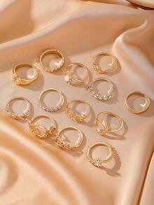 13 sztuk geometrycznych pierścionków w kształcie serca w stylu boho z kryształkami, idealnych do codziennego noszenia przez kobiety, na randki, imprezy, jako prezent dla dziewczyny, na Walentynki i do ulicznego stylu