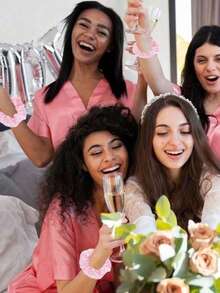 Set regalo da sposa 32/12/2 pezzi, inclusi pettine rosa, scrunchies per capelli rosa, specchio per trucco rosa, specchio, borsa regalo, accessori per capelli da sposa, damigella d'onore, proposta, regalo di compleanno, decorazione per feste, regalo per la sposa, regalo per gli ospiti, ricordo per le damigelle, benedizione, laurea, regalo di Ramadan - Rosa - Visualizzare 3