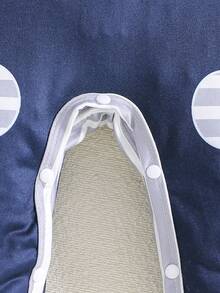 1pc Infant Boys' Cute Bear Print Striped Elegant Minimalist Long Sleeve Footed Romper, All Season - Navy Blue - View 6