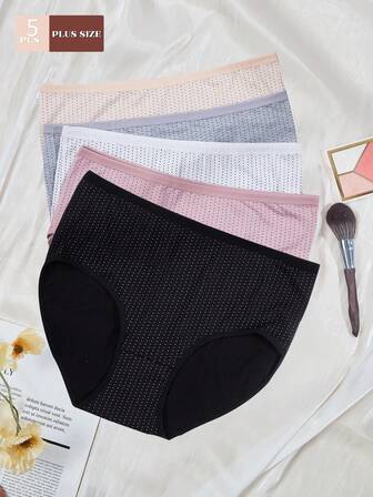 5 st/pack kvinnor plusstorlek hög midja prickiga bekväma underkläder