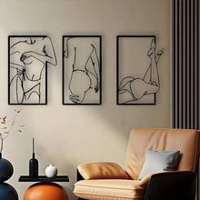 1 pieza Decoración de pared de arte de hierro, arte de línea abstracto y sexy para mujeres, adecuado para sala de estar, dormitorio, baño, pasillo, regalo de cumpleaños, regalo de fiesta - Multicolor - Ver 6