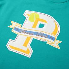 Sudadera informal de manga larga con cuello redondo y estampado PUMA para hombre, azul y verde