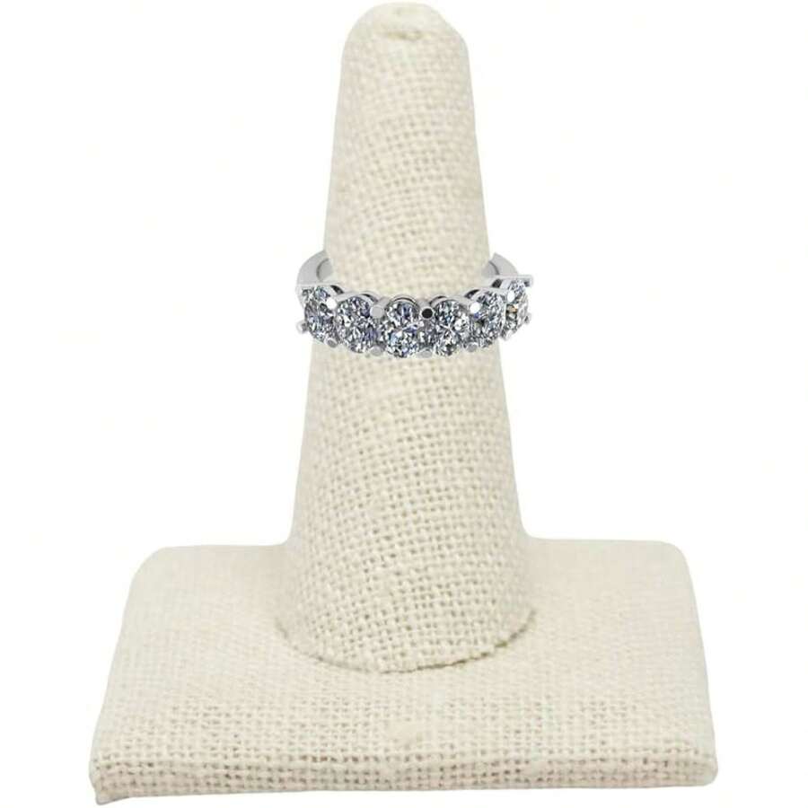 Box Beige Linen Jewelry Ring Finger Display2.12x2.12x2.37 Inches With Square Base - Ring Holder Organizerfor Selling Or Personal Use - Display Stands For Rings - Multicolor 770 - View 1