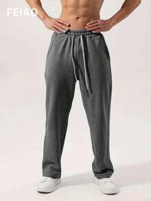 Quần dài nam FEIAO họa tiết đồng xu cổ điển, dây rút, thoải mái, phù hợp cho mọi mùa, phiên bản mùa thu. - Màu xám đen - Xem 5