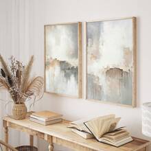 2 piezas/Set Póster abstracto blanco moderno, Impresión artística, Póster minimalista moderno, Decoración de pared abstracta neutra, Diseño de lienzo gris y blanco elegante, Adecuado para decoración del hogar, decoración de habitación, decoración de dormitorio, decoración de sala de estar, decoración de baño, decoración de pared, Opción de arte de pared con marco. - Multicolor - Ver 4