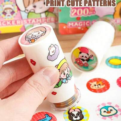 1张魔法印章贴纸，卡通奖励贴纸，适用于DIY剪贴簿，表扬印章贴纸，适合奖励和表扬学生，学习用品，返校季