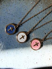 1件18K镀金珐琅十字架吊坠项链，防水迷你十字架项链，女士宗教项链，珐琅项链，基督教礼物 - 叉 - 查看 3