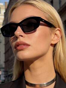 1 PC Women's Vintage Cat Eye Frame,Solid Color Frames Sun Protection Polycarbonate Fashion Glasses For Outdoor - Multicolor - View 14