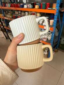 1pc Ivory Ceramic Mugs, Simple And Elegant Coffee Cups, Suitable For Offices, Dormitories, Kitchens, Dining Rooms, Bedrooms, Studies, Christmas And Halloween Gifts - Multicolor - View 7