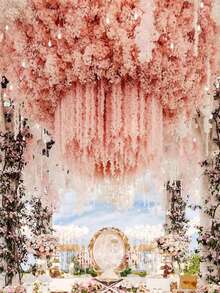 MEHELANY 12pcs/Set 3.28ft Pink Artificial Wisteria Hanging Decor, Artificial Wisteria Vines Garland, Fake Silk Wisteria Wreath, Faux Flower Hanging Decor, Suitable For Wedding Party Decoration, Artificial Floral Wall Backdrop, Garden Outdoor Decor - Baby Pink - View 6