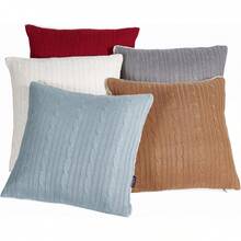 Almohada de Punto Trenzado con Respaldo Sherpa, 18 x 18 Pulgadas - Azul - Ver 6