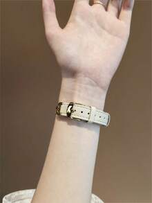 Chic Apple-Inspired Premium Moon Buckle & Leather Watch Band With Freely Adjustable Sizing | Sleek Design, Compatible With Apple Watch Ultra/SE/Series 11/10/9/8/7/6/5/4/3/2/1 | Fits 38mm 40mm 41mm 42mm 44mm 45mm 46mm 49mm - 42/44/45/49mm (s10) 46mm - View 10