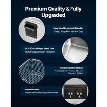 10L Ultrasonic Cleaner, Professional Ultrasonic Cleaner Machine With Cleaning Basket & Digital Display, 180W Stainless Steel 40kHz Cleaning Machine For Watches, Razors, Jewelry, Coins, And More - View 5