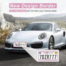[Free Shipping]Bling License Plate Frame For Women, 1Pack Rhinestone Handcrafted Crystal Premium Stainless Steel, Stainless Steel Car Accessories With Diamond Sparkle Glitter Caps (Pink),1pc,Pink - Pink - 查看 5