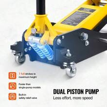 Low Profile Floor Jack, Heavy Duty Aluminum Hydraulic Racing Floor Jack, Hydraulic Car Jack, Single Dual Piston Quick Lift Pump, Height Lifting Range (Yellow) - 2噸(4400磅),鋁製,雙活塞 - 查看 4