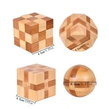 4-In-1 Wooden Educational Toy Set, Including 3D Logic Puzzle, Snake Cube, Magic Cube, Disassembly & Assembly Puzzle, Suitable For Teens And Adults