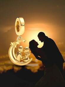 1pc Fashionable Moon & Heart Pendant Beads, Suitable For Women Bracelet, Bangle DIY Jewelry Making And Daily Accessories, Suitable For Girls Wear - Moon Couple - View 7