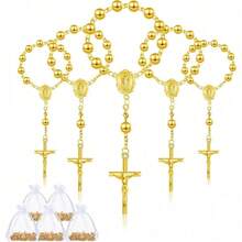 Bộ quà tặng lễ rửa tội 60 món gồm 30 chuỗi hạt Mân Côi mini mạ vàng, chuỗi hạt Mân Côi Công giáo và 30 túi vải organza, thích hợp làm quà tặng lễ rửa tội, lễ rước lễ lần đầu, quà tặng tiệc cưới (màu bạc) - Nhiều màu - Xem 12