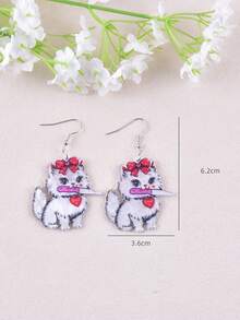 1 Pair Fashionable & Creative Biting Knife Cat Earrings, Party Jewelry Gift For Women - Biting Knife Cat - View 3