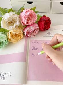 1 PC Creative Simulation Peony Flower Ballpoint Pen, Cute Flower Hand Account Pen For Girls, Student Gift Pen, Holiday Gift Pen - Multicolor - View 4