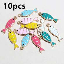 10pcs 23x7mm Enamel Fish Charms Pendant DIY Jewelry Making Accessories Findings For Earrings Necklace Bracelets - Fish - View 11