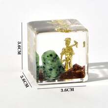 1pc Resin Epoxy Embedded Natural Stone Creative Ornament, Miniature Mining Scene Crystal Craft, Lapis Lazuli Miner, Brass Miner, Amethyst Miner, Ruby & Emerald Miner - Multicolor - View 4