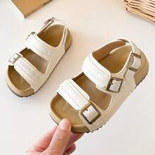1 Pair Children's Fashion Flat Sandals, Lightweight, Simple, Comfortable, Versatile Boys/Girls Open Toe Sandals - Beige - View 19