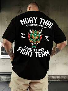 Áo thun nam tay ngắn cổ tròn in chữ FRACTYR phong cách thường ngày, thích hợp mặc mùa hè. - màu đen - Xem 4