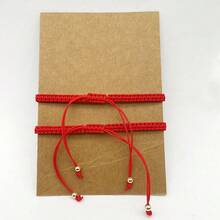 Set de 2 pulseras de pareja tejidas a mano con forma de corazón, regalo del Día de San Valentín - Rojo - Ver 4