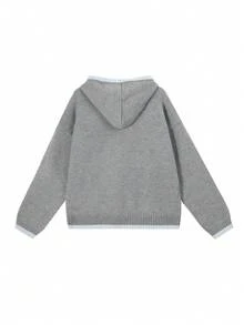 Women's Casual Single-Breasted Hooded Long Sleeve Cardigan, Suitable For Daily Commute, Autumn/Winter - Grey - View 4